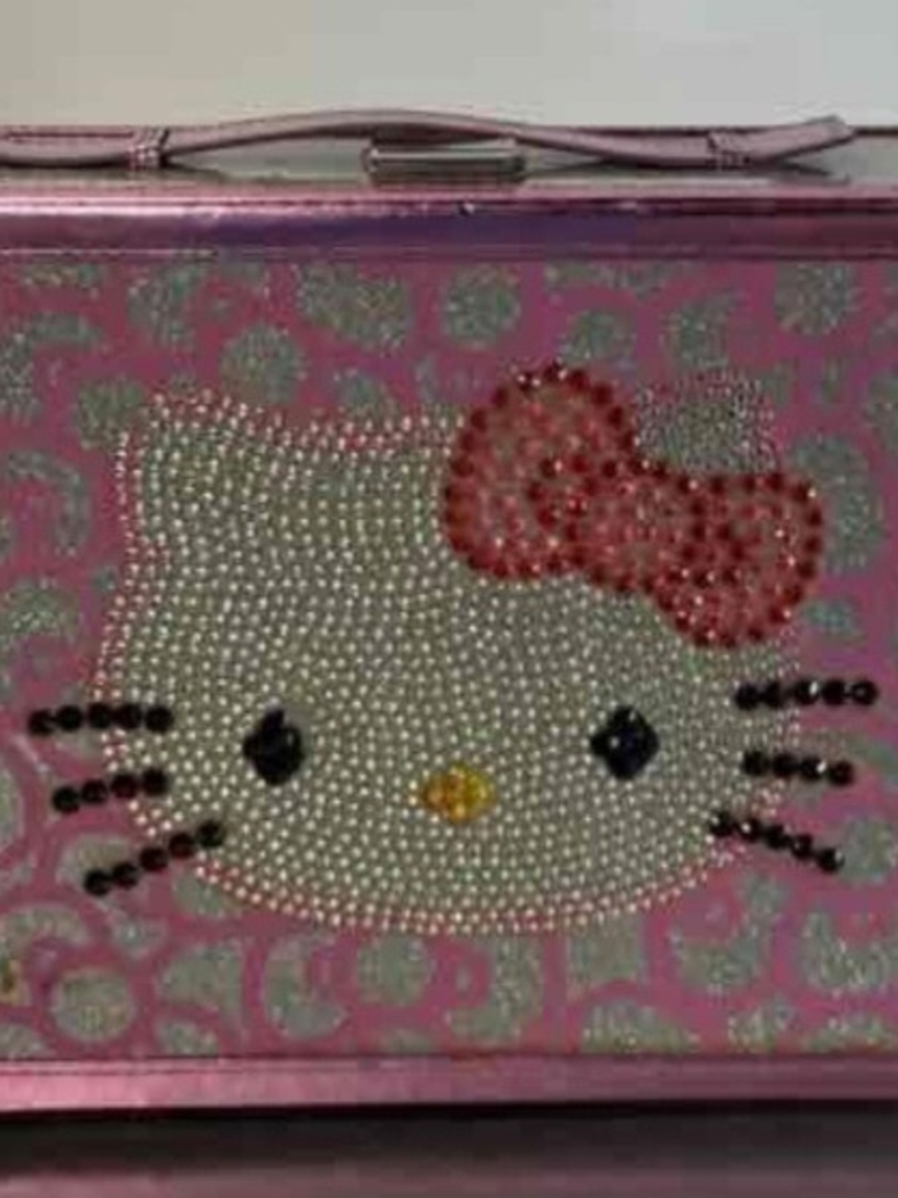 Hello Kitty Pink and White Rhinestone Cosmetic Case